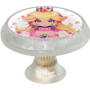 XYMJT voor Princess Peach Set van 4 doorzichtige knoppen, kast kast lade trekt, dressoir handgrepen met schroeven, woondecoratie