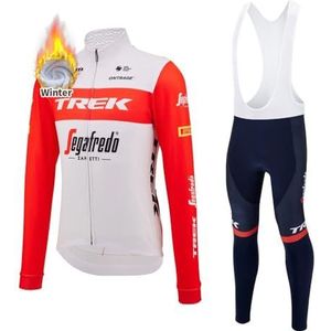 DEHIWI Winter Fietsen Kleding Set Lange Mouwen Cycle Jersey + Gel Gewatteerde Bib Broek Winddicht Fleece Fietspak