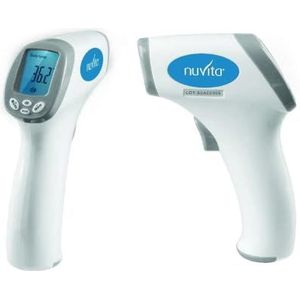 Hetaida-NuvitaMed Infrarood-thermometer, contactloos, 3-in-1, resultaat 1 seconde, alarm 3 kleuren, infrarood thermometer voor volwassenen en kinderen, FDA-goedgekeurd, Italiaans merk