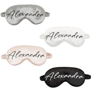 Gepersonaliseerde Satijnen Slaap Oogmasker Blinddoek, Bruidsmeisje Gift Hen Party Custom Monogram Bachelorette Bruiloft Gunsten Verjaardagscadeau voor haar