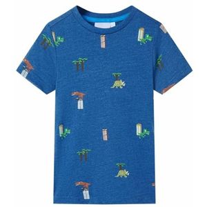 Kindershirt 104 gemêleerd donkerblauw, kinderkleding, meisjeskleding, leuke kinderkleding, jongenskleding, hippe kinderkleding, stoere kinderkleding