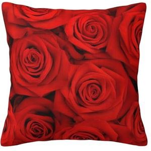 YUNWEIKEJI Rode rozen, kussensloop, decoratieve kussensloop, zachte polyester kussenslopen, 45 x 45 cm