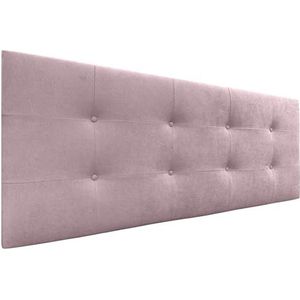 DHOME Hoofdbord voor bed, 8 cm dik, gevoerde kop, ACUALINE stof en kunstleer, voor tweepersoonsbed, roze stof, 160 cm (bedden 150/160)