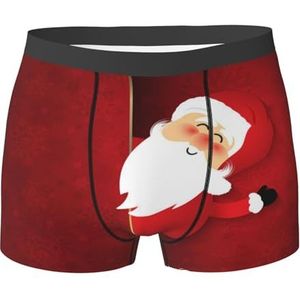 ZJYAGZX Cartoon Kerstman Print Heren Boxer Slips Trunks Ondergoed Vochtafvoerende Heren Ondergoed Ademend, Zwart, XL