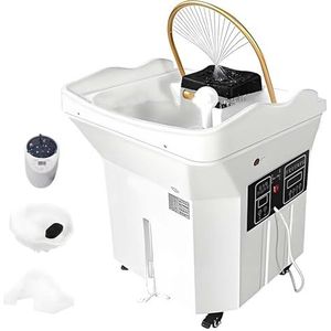 LYNNEYING Japanse hoofdspamachines, waterval-watercirculatie hoofdspasysteem, thermostatische en led-lichttherapie en begassing, voor salons en schoonheidsklinieken(Fumigation,Black)