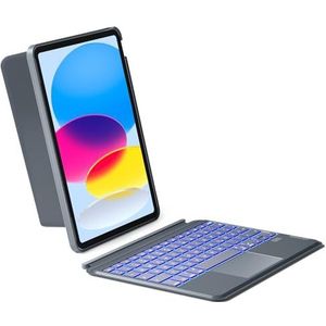 Inateck - KB04112 - Hoesje met Toetsenbord - Voor iPad 10e Generatie - 10,9 Inch - Afneembaar - 7-kleurige Achtergrondverlichting