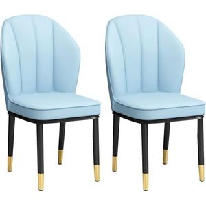 Maaltijd Stoelen Eetkamerstoel Keukenstoelen Set van 2 leren stoelen for woonkamer Slaapkamer Kaptafel Patio(Light Blue)