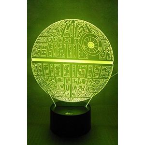 Death Star 3D Nachtlampje LED Illusie Lamp Nachtkastje Bureaulamp voor Star Wars Fans, Loveboat 7 Kleur Veranderende Lichten met Acryl Platte en ABS Base en USB Oplader als Home Decor