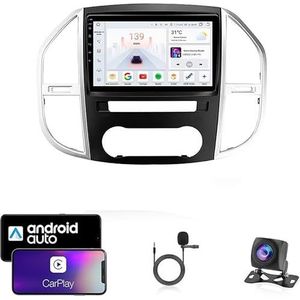 Android 13 Dubbel Din Auto Stereo Touchscreen Auto Stereo Voor Mercedes Benz Vito 3 2014-2020 Met Bluetooth GPS Navigatie WiFi FM Radio USB/SWC/Plug en Play Ondersteuning Carplay&Android Auto(4 Core W