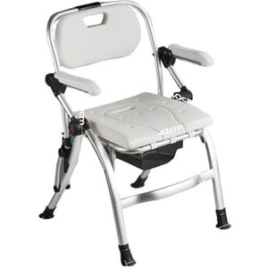 Douchekruk met afneembaar potje, in hoogte verstelbare draagbare nachtkastje, opvouwbare stoel for toilet met armen, zithoogtebereik: 44-51 cm(Wit)