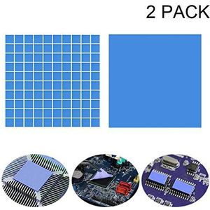 Kalolary Zachte thermische geleidende pads, 2 stuks, hoge duurzame dubbele zijtape, koelpad voor GPU/CPU/VGA/IC/LED warmtedissipatie (100 mmx100 mmx1 mm + 100 mmx100 mmx2 mm)