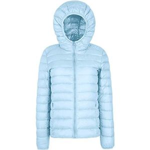 AnyuA Grote maat lange mouwen parka winter jas donsjas met capuchon, lichtblauw, 3XL