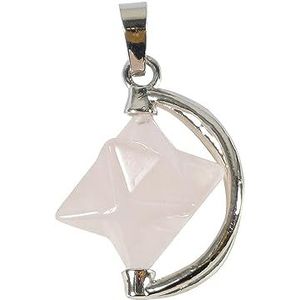 Soulnioi Healing Crystal Ketting Hanger Merkaba Ster Natuurlijke Edelsteen Hanger, voor Vrouwen Mannen Sieraden (Rozenkwarts)