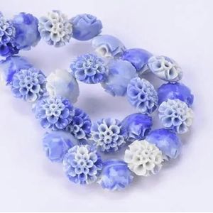 10st bloemvorm gradiëntkleur 10mm 12mm 15mm kunstmatige koraalschelp poeder losse kralen voor doe-het-zelf ambachten oorbel sieraden maken-blauw-15mm