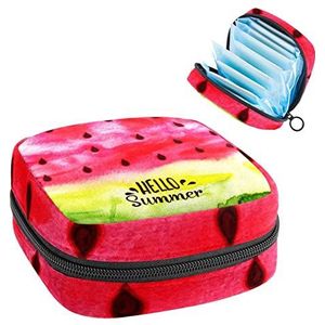 Periode Pouch Draagbare Tampon Opbergtas,Tampon Houder voor Portemonnee Vrouwelijke Product Organizer,Watermeloen Hallo Zomer, Meerkleurig, 4.7x6.6x6.6 in/12x17x17 cm