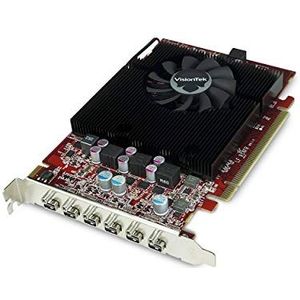 VisionTek Radeon 7750 2 GB GDDR5 6 4k monitor grafische kaart, 6 mini displayPorts, AMD Eyefinity 2.0, PCI Express 3.0 videokaart, 7.1 surround sound (900614), zwart, rood