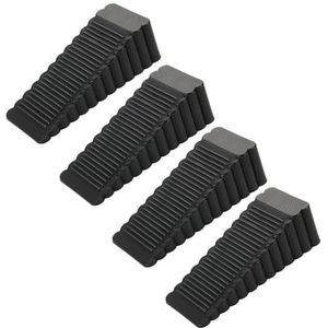 Antislip deurwig deurstop wig pak van 4 veelkleurig antislip rubber 9,5 x 4 x 3 cm (zwart)