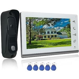 Walkie-talkie, 4 Wired Video Deurbel Intercom Systeem RFID Ontgrendel Camera Deurbel Met 7 Inch Wit Scherm Nachtzicht for Villa(Verde)