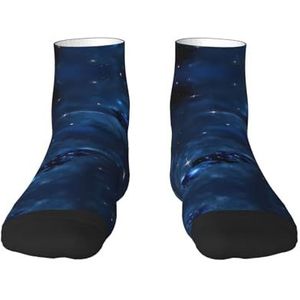 Veelzijdige sportsokken met blauwe melkwegprint voor casual en sportkleding, geweldige pasvorm voor voetmaten 36-45, Blauwe Melkweg, Eén Maat
