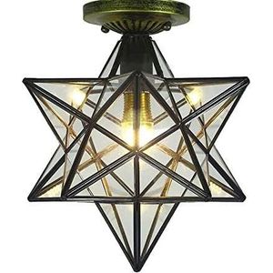12 inch Moravische ster inbouw plafondlamp voor keukeneiland woonkamer slaapkamer hal helder glas lichtkap LED-lamp inbegrepen (30 cm plafondverlichting)