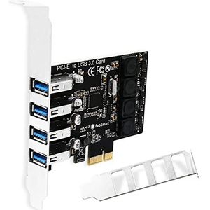 FebSmart PCIE USB 3.0-kaart 4 poorten supersnelle 5 Gbps datasnelheid voor Windows Server XP 7 Vista 8 8.1 10 (32/64bit) pcs-ingebouwde zelfaangedreven technologie - geen extra voeding nodig (FS-U4L-Pro)
