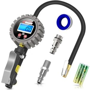 Oasser - Professionele Bandenspanningsmeter - Digitale Bandenpomp - 255 PSI - Hoge Precisie - Met LED-lampje en LCD-scherm