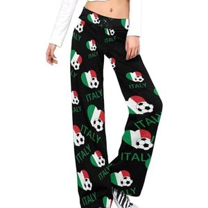 Liefde Italië Voetbal Damesbroek Casual Broek Elastische Taille Lounge Broek Lange Yoga Broek Rechte Pijpen