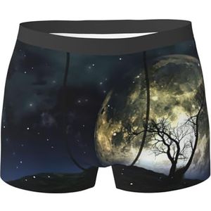 DEXNEL Heren ondergoed boxerslips zacht ademend ondergoed 1pack, Galaxy Moon, Zwart, S