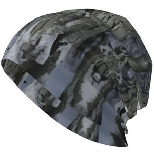 Longyiyi Volwassen lichtgewicht koude boom camouflage print gebreide muts muts elastische beanie slouchy hoofddeksels voor buiten., Zwart, one size