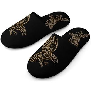 Dames Heren Viking Odin Raven Slip on Huis Katoenen Pantoffels Wasbare Duurzame Casual Pantoffels Gezellige Binnen- en Buiten Katoenen Pantoffels(A20,43-44(9.5-10))