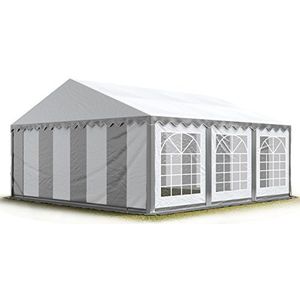 Partytent feesttent 4x6 m tuinpaviljoen -tent PVC 700 N zeil in grijs-wit waterdicht