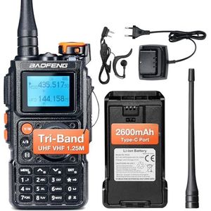 BAOFENG K6 Tri-Band Handheld Radio, 6W High Power Amateur Radio, UHF/VHF/FM/Air Multi-Band Ontvanger, 2600mAh Batterij met USB-C Oplaadfunctie, 999CH, Draadloze Frequentie Kopiëren