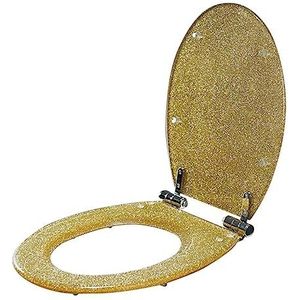Wc bril Kleurrijke toiletbril Glanzende toiletbril Slow Close Toiletbrillen Badkamer Decoratieve toiletbril Sterke scharnieren Toiletbril (Kleur: Goud, Maat: 42 * 34cm) ( Color : Gold , Size : 42*34cm