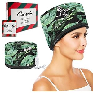 VICARKO Haarstoomboot Thermische Warmte Cap Diepe Conditioning Natuurlijke Zwart Haar Hoofdhuid Behandeling Spa Hot Head Care Elektrische voor Thuisgebruik Leaf Print
