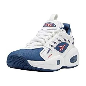 Reebok Solution Mid Basketball Shoe, White/Batik Blue/Vector Red, 5 US Unisex Big Kid