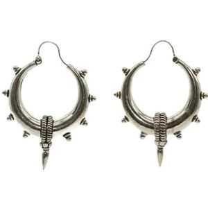 Trendy zilveren kleur Punk oorbellen voor vrouwen antiek zilver metaal scherpe kegel Hip Hop hoepel oorbellen Gypsy sieraden