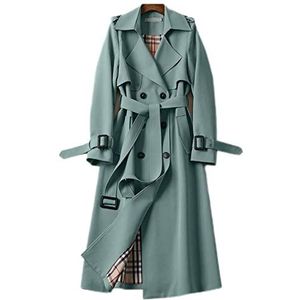 WEAV Windjack voor dames, middellang, lente en herfst, grote maat, kleine jas, boven de knie, groen-XL