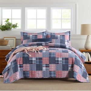 VISIMISI - Sprei - Blauw Rood - 240 x 260 cm - Katoen - Dekbedovertrek met 2 Kussenslopen