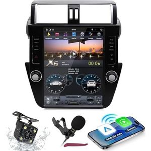 Android 15 Autoradio Navi voor T-oyota Land Cruiser Prado 150 2014-2017 12.1 ""Verticale scherm multimediaspeler met draadloze carplay GPS-navigatie HIFI FM 5G-WiFi SWC MIC-camera,8g+256g