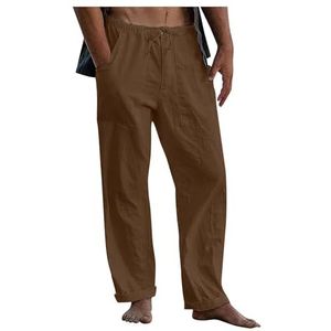 Herenbroek in maten, elastische taille, zwarte zomerbroek met dun trekkoord, witte casual straat- en strandbroek.(6,5XL)