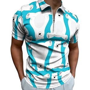 Mooie Polar Bear Half Zip-up Polo Shirts Voor Mannen Slim Fit Korte Mouw T-shirt Sneldrogende Golf Tops Tees XL