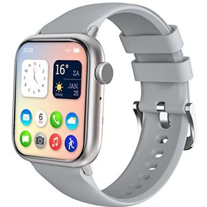 Nuvance, Smartwatch Heren & Dames, 45mm, voor iOS & Android, Stappenteller en Hartslagmeter, Waterdicht (Grijs)