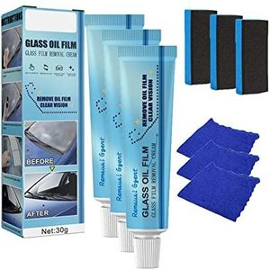Car Glass Oil Film Cleaner, Glass Film Removal Cream, Water Spot Remover for Cars, Glass Oil Film Remover for Car (3 Set)