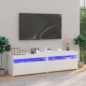 Prolenta Premium - TV-meubel met ledlampen, 2 stuks, glanzend wit, 75 x 35 x 40 cm