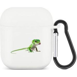 Green Gecko Leuke Case voor AirPods 2&1 Schokbestendige Beschermende Hoofdtelefoon Gevallen Cover Met Sleutelhanger Voor Mannen Vrouwen