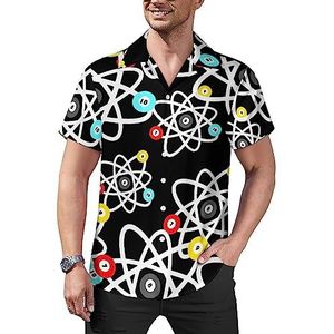 Grappig Biljart Wetenschap Heren Casual Button-Down Shirts Korte Mouw Cubaanse Kraag Tees Tops Hawaiiaans T-shirt 3XL
