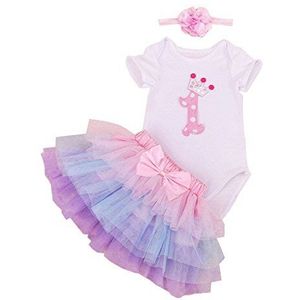 BABYPREG 1e verjaardag Tutu voor babymeisjes met hoofdbandenset (12-18 maanden, 'Púrpura Rosa)