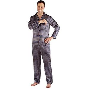 Harvey James Heren, ochtendjas, satijn, kimonojurk, satijn, pyjamaset, nachthemd - blauw - XX-Large