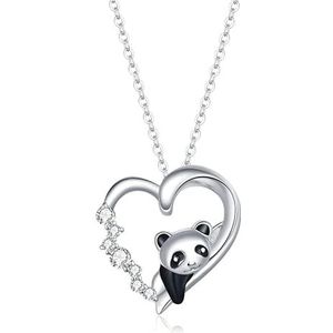 Zilveren panda hanger, knuffelende schattige panda, sterling zilver, romantische ketting, minimalistische sieraden, Valentijnsdag / Moederdag cadeau