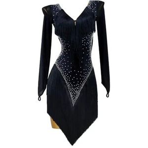 Fringe Cha Cha Ballroom Jurken V-hals Latin Dance Performance Kostuums Ballroom Salsa Dans Kostuums, B, M